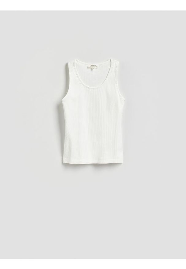 Reserved - Top z bawełną - złamana biel. Materiał: bawełna