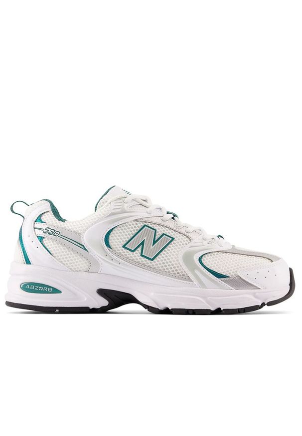 Buty unisex New Balance MR530AB - białe. Kolor: biały. Materiał: tworzywo sztuczne. Szerokość cholewki: normalna. Sezon: lato