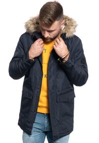 Only & Sons - ONLY & SONS ONSBASIL PARKA JACKET OTW NOOS DARK NAVY 22013441. Kolor: niebieski. Materiał: futro. Sezon: zima #6