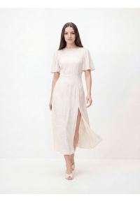 Reserved - Sukienka z wiskozy - złamana biel. Materiał: wiskoza. Styl: klasyczny #1
