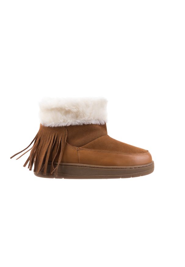 Brązowe śniegowce Bayla na zimę, z cholewką, z aplikacjami, boho