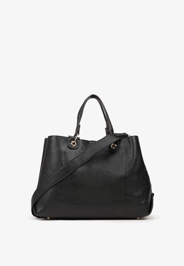 Born2be - Czarna Dwukomorowa Torebka Typu Shopper Ozdobiona Metalicznymi Aplikacjami Adorrive. Kolor: czarny. Wzór: aplikacja. Dodatki: z aplikacjami. Styl: elegancki