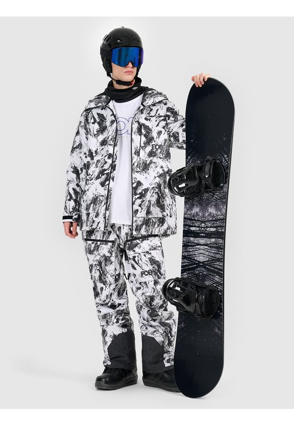 4f - 4F Kurtka snowboardowa membrana 15000 męska - multikolor L. Kolor: wielokolorowy. Materiał: poliester, materiał. Długość rękawa: raglanowy rękaw. Sezon: zima