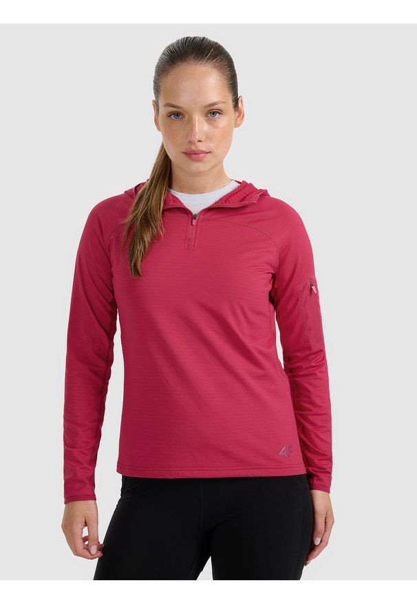 4f - 4F Bluza trekkingowa regular szybkoschnąca damska - różowa XL. Kolor: różowy. Materiał: tkanina, materiał