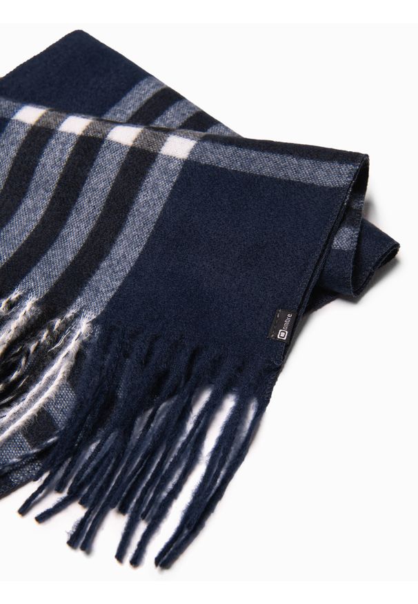 Ombre Clothing - Szalik męski A408 - granatowy/biały - uniwersalny. Kolor: biały. Materiał: akryl