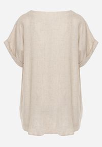 Born2be - Beżowa Nietoperzowa Bluzka z Krótkim Rękawem z Lnem i Wiskozą Isirtila. Okazja: na co dzień, do pracy. Kolor: beżowy. Materiał: wiskoza, len. Długość rękawa: krótki rękaw. Długość: krótkie. Sezon: lato. Styl: casual, klasyczny, elegancki #7