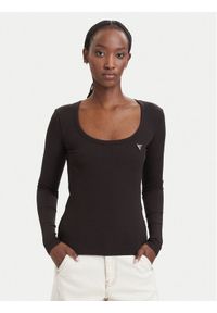 Guess Bluzka V4BP07 K8RT2 Brązowy ciemny Slim Fit. Kolor: brązowy. Materiał: wiskoza #1