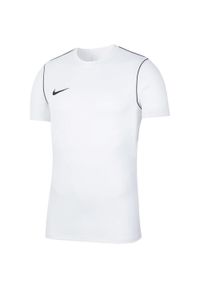 Nike - Męska Koszulka Z Krótkim Rękawem Dry Park 20. Kolor: biały. Długość rękawa: krótki rękaw. Długość: krótkie. Sport: turystyka piesza