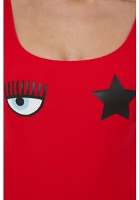Chiara Ferragni strój kąpielowy kolor czerwony miękka miseczka. Kolor: czerwony. Materiał: dzianina. Wzór: nadruk #2