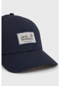 Jack Wolfskin czapka kolor granatowy z aplikacją. Kolor: niebieski. Materiał: bawełna. Wzór: aplikacja #4