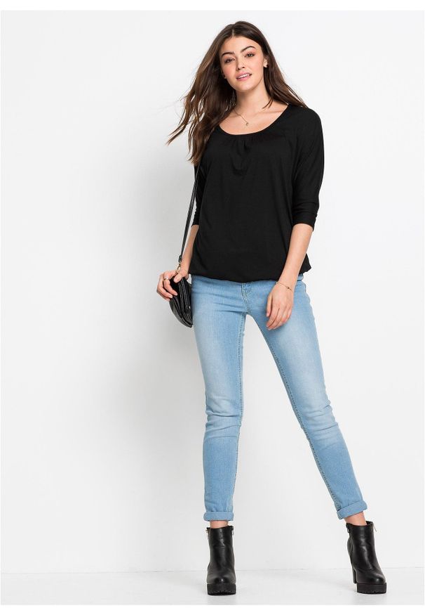 bonprix - Bluzka oversize z mieszanki wiskozy. Kolor: czarny. Materiał: wiskoza