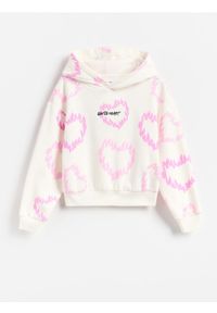 Reserved - Bluza z kapturem - złamana biel. Typ kołnierza: kaptur. Materiał: bawełna, dzianina #1