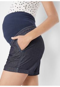 Szorty dżinsowe ciążowe bonprix ciemnoniebieski. Kolekcja: moda ciążowa. Kolor: niebieski