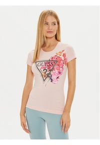 Guess T-Shirt W4BI23 J1314 Różowy Slim Fit. Kolor: różowy. Materiał: bawełna #1