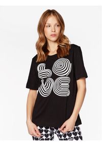 Love Moschino - LOVE MOSCHINO T-Shirt W4F154DM 3876 Czarny Relaxed Fit. Kolor: czarny. Materiał: bawełna