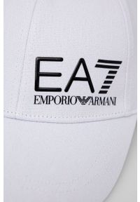 EA7 Emporio Armani Czapka kolor biały z aplikacją. Kolor: biały. Wzór: aplikacja