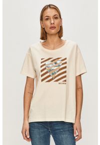 Mos Mosh - T-shirt. Kolor: beżowy. Materiał: bawełna. Wzór: nadruk #1