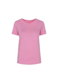 Ochnik - Różowy T-shirt damski z wilgą. Kolor: różowy. Materiał: wiskoza #2