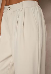 Renee - Jasnobeżowe Spodnie o Szerokim Kroju High Waist Dolarenna. Okazja: na co dzień. Stan: podwyższony. Kolor: beżowy. Styl: elegancki, casual #5