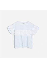 Reserved - Bluzka z ażurową ozdobą - Biały. Kolor: biały. Wzór: ażurowy, aplikacja