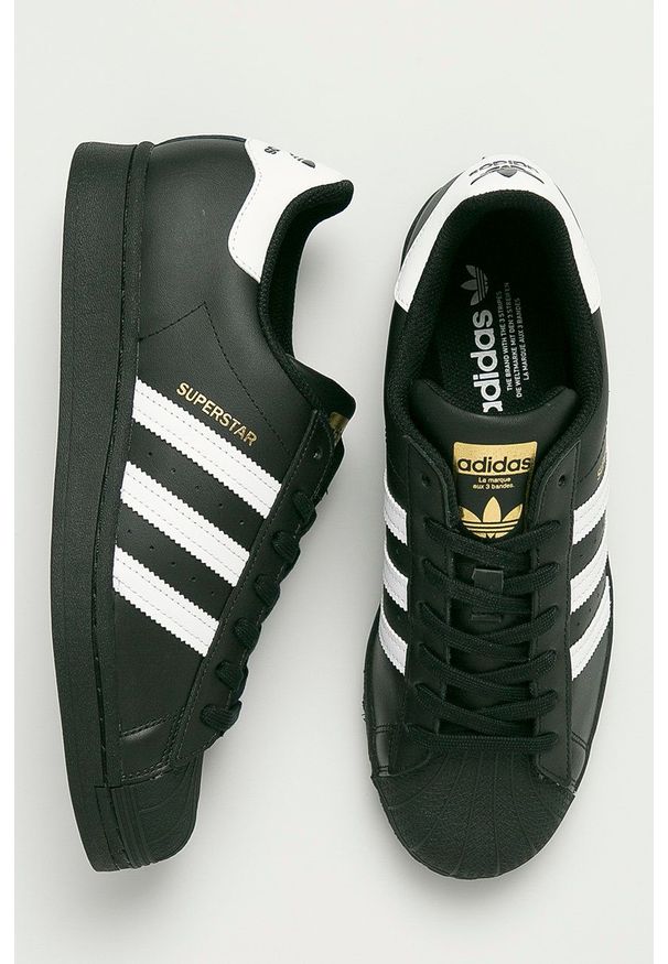 adidas Originals - Buty skórzane Superstar. Nosek buta: okrągły. Zapięcie: sznurówki. Kolor: czarny. Materiał: skóra. Model: Adidas Superstar