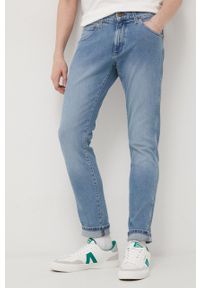 Wrangler jeansy BRYSON GREEN STEEL męskie. Kolor: niebieski