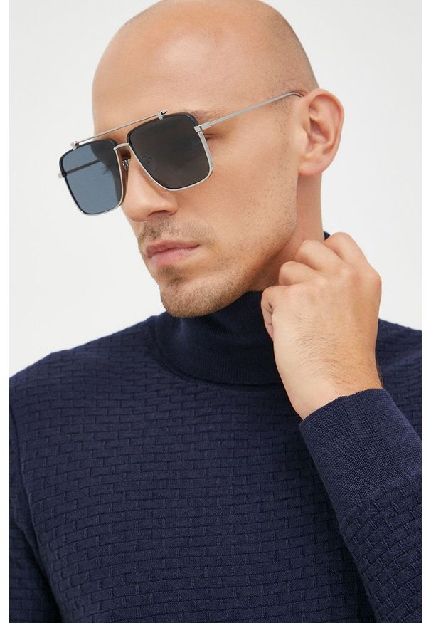 Alexander McQueen okulary przeciwsłoneczne męskie kolor granatowy. Kolor: niebieski