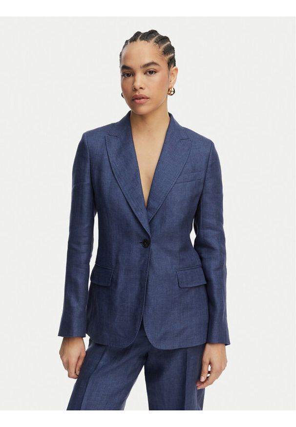 Weekend Max Mara Marynarka Nalut 2615041072 Granatowy Regular Fit. Kolor: niebieski. Materiał: len