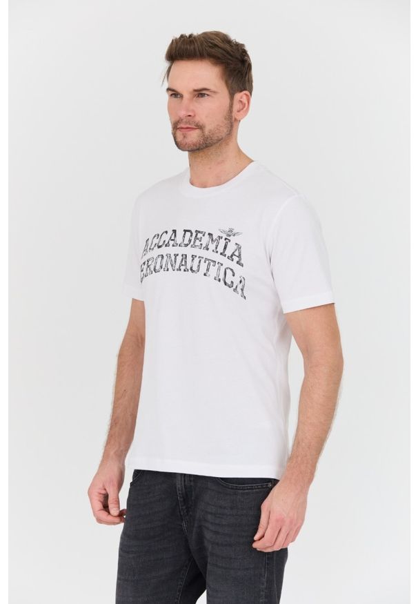 Aeronautica Militare - AERONAUTICA MILITARE Biały bawelniany męski t-shirt M.C., Rozmiar XL. Kolor: biały