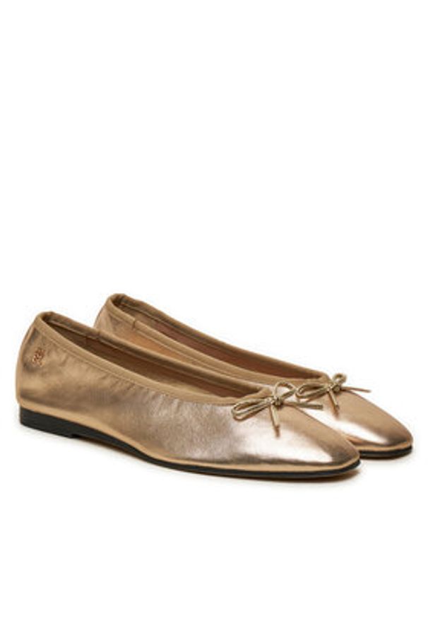 TOMMY HILFIGER - Tommy Hilfiger Baleriny Ballerina Soft Leather Metallic FW0FW08452 Złoty. Kolor: złoty. Materiał: skóra