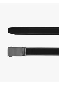 Ryłko - Czarny pasek męski ze srebrną klamrą. Kolor: czarny. Materiał: skóra. Styl: street #1