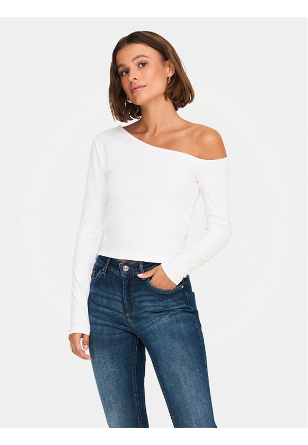 only - ONLY Bluzka Live Love 15344398 Biały Slim Fit. Kolor: biały. Materiał: bawełna