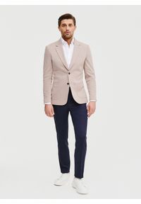 Pako Lorente - Beżowa marynarka melanż. Okazja: na co dzień. Kolor: beżowy. Materiał: poliester, dzianina, bawełna. Wzór: melanż. Sezon: wiosna. Styl: casual #10