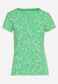 Born2be - Zielony T-shirt z Bawełny w Kwiaty Savilisse. Okazja: na co dzień. Kolor: zielony. Materiał: bawełna. Wzór: kwiaty. Styl: klasyczny, casual #6