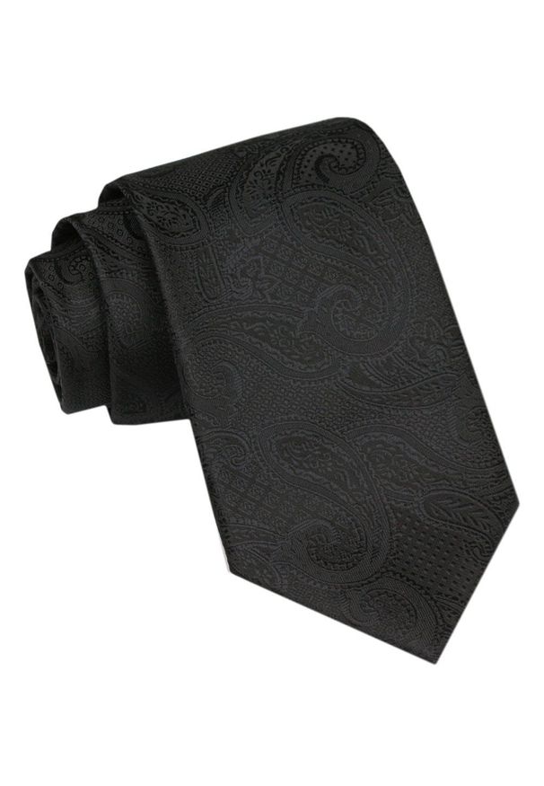 Angelo di Monti - Krawat Męski - Czarny z Delikatną Fakturą. Kolor: czarny. Materiał: tkanina. Styl: elegancki, wizytowy