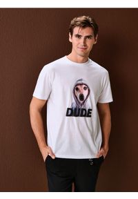 Sinsay - Bawełniana koszulka z nadrukiem - biały. Kolor: biały. Materiał: bawełna. Wzór: nadruk #1