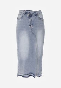 Renee - Niebieska Spódnica z Jeansu z Bawełną High Waist o Asymetrycznym Kroju Vikisla. Stan: podwyższony. Kolor: niebieski. Materiał: bawełna, jeans #5