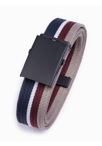 Ombre Clothing - Pasek męski parciany - granatowy V1. Kolor: niebieski