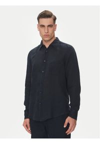 BOSS Koszula 50537381 Granatowy Regular Fit. Kolor: niebieski. Materiał: len