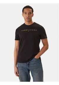 Tommy Jeans T-Shirt Linear Logo DM0DM20744 Czarny Regular Fit. Kolor: czarny. Materiał: bawełna #1