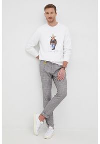 Polo Ralph Lauren bluza męska kolor biały z nadrukiem. Typ kołnierza: polo. Kolor: biały. Materiał: dzianina. Wzór: nadruk