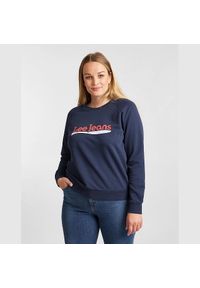 Lee - LEE CREW SWEATSHIRT DAMSKA BLUZA KLASYCZNA LOGO NADRUK DARK NAVY L53KBRNM. Wzór: nadruk. Styl: klasyczny #5