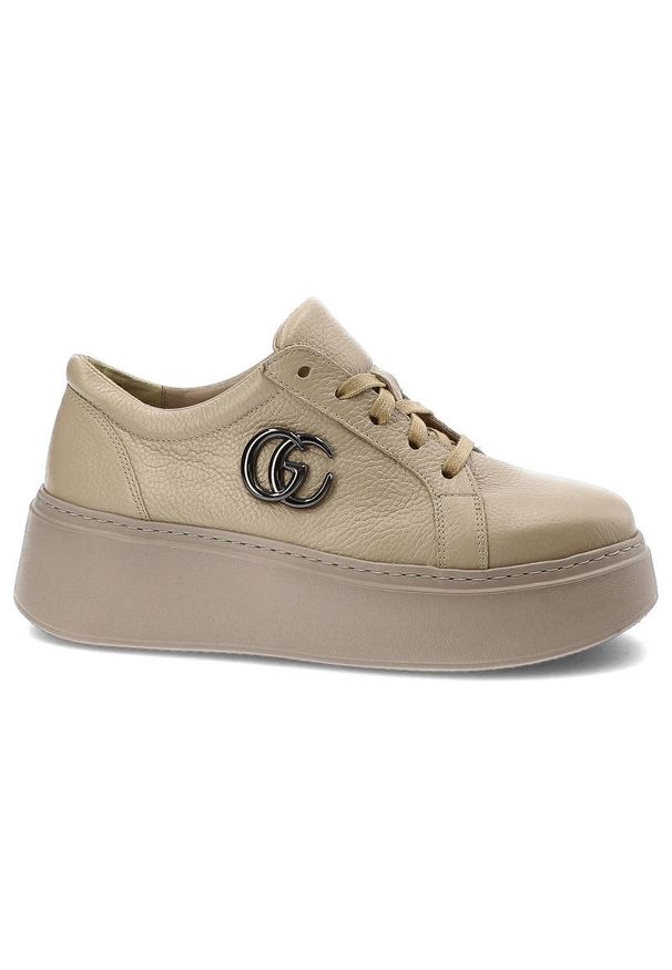 Beżowe Sneakersy Armodo Damskie Stylowe Obuwie. Okazja: na imprezę. Kolor: beżowy. Materiał: materiał