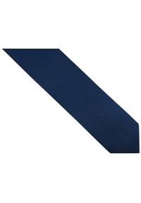Modini - Granatowy gładki krawat z poszetką. Kolor: niebieski. Materiał: poliester. Wzór: gładki #1