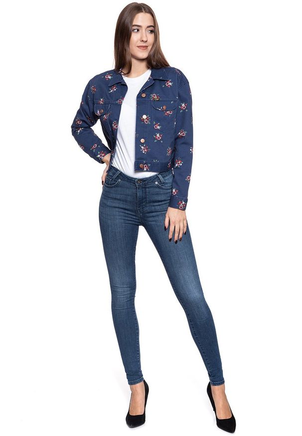 Wrangler - DAMSKA KURTKA JEANSOWA WRANGLER RETRO CROP JACKET BLUE DEPTHS W417WSXJY 112128796. Materiał: jeans. Styl: retro