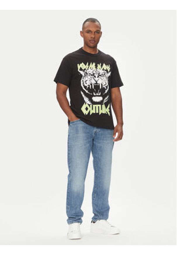 Versace Jeans Couture T-Shirt 78GAHT06 Czarny Regular Fit. Kolor: czarny. Materiał: bawełna