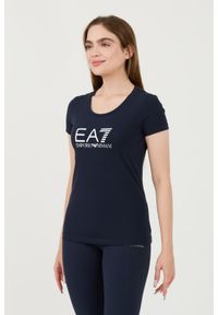 EA7 Emporio Armani - EA7 Granatowy damski t-shirt, Rozmiar L. Kolor: niebieski #5