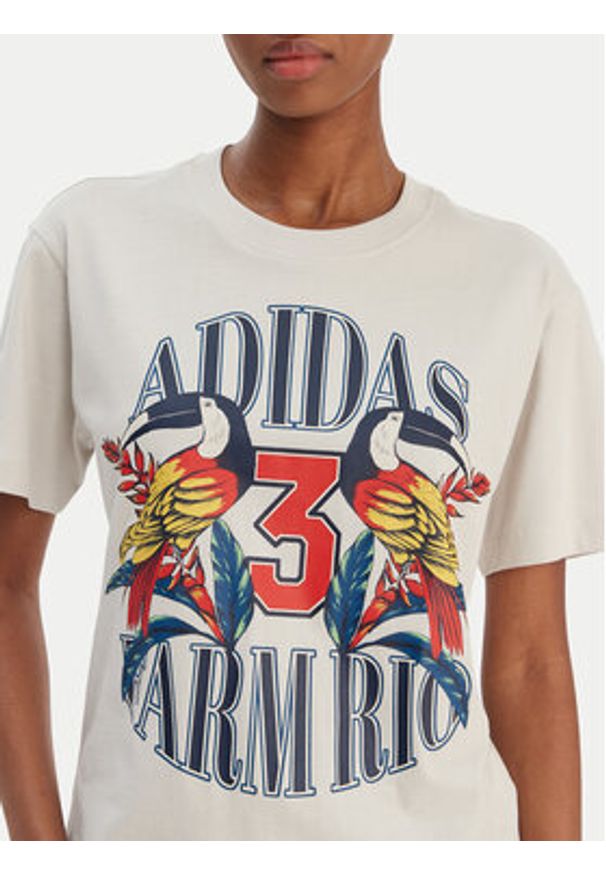 Adidas - adidas T-Shirt Farm Rio Graphic KD4641 Écru Regular Fit. Materiał: bawełna