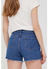 Answear Lab szorty jeansowe damskie gładkie high waist. Stan: podwyższony. Kolor: niebieski. Materiał: jeans. Wzór: gładki. Styl: wakacyjny