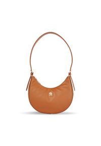 TOMMY HILFIGER - Tommy Hilfiger Torebka Crest Leather Shoulder Bag AW0AW15229 Brązowy. Kolor: brązowy #1